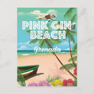 rosa gin-stranden Grenada-reseaffisch Vykort