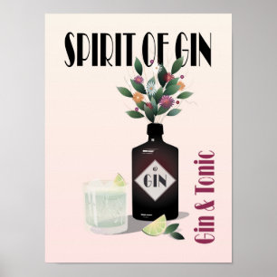 Rosa Gin & Tonic Cocktail   Gin Älskare Poster