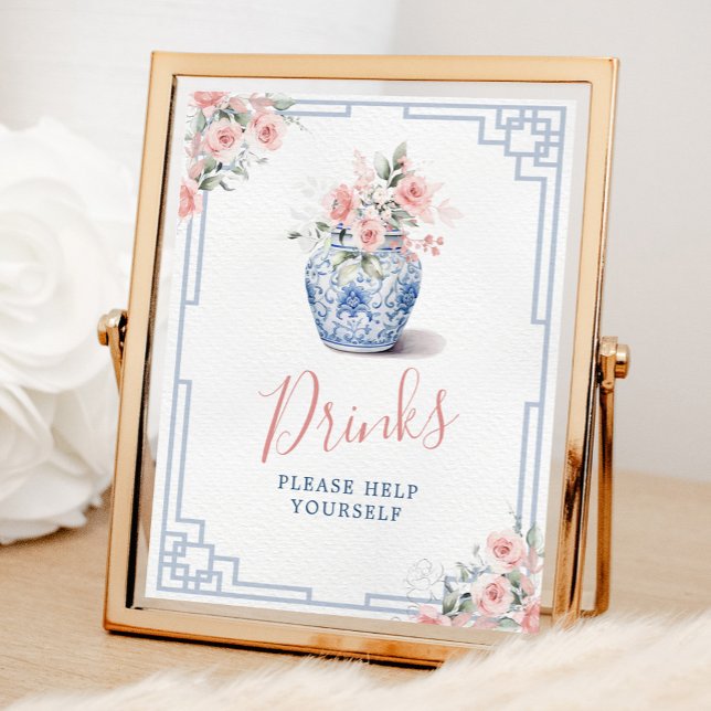  Rosa Ginger Burk Chinoiserie Baby Drinks Sign Poster (Skapare uppladdad)