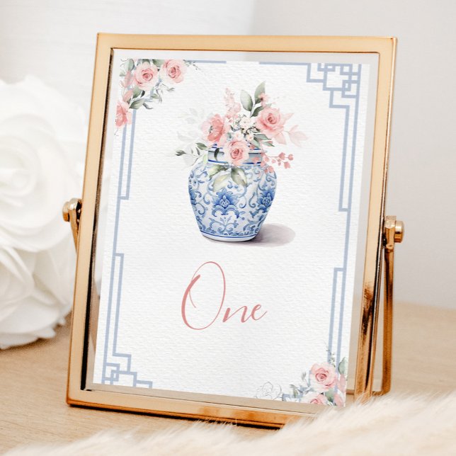  Rosa Ginger Burk Chinoiserie Baby Shower Bordsnummer (Skapare uppladdad)
