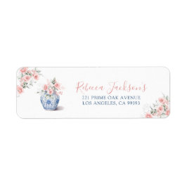 Rosa Ginger Burk Chinoiserie Shower Adress Returadress Etikett