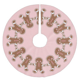 Rosa Gingerbread Boys julgran skört Julgransmatta Borstad Polyester