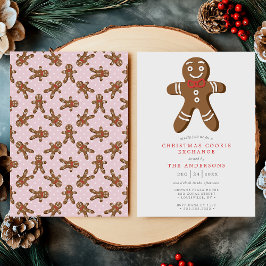 Rosa Gingerbread Man Kaka Byte Jul Inbjudningar