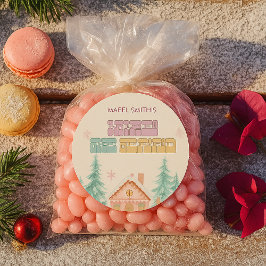 Rosa GingerBread Winter Onederland 1:a födelsedag Runt Klistermärke