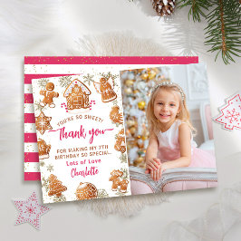 Rosa Gingerbreadkakdekorering Födelsedagsfoto Tack Kort