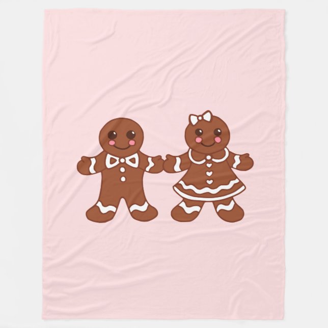 Rosa Gingerbröd Boy & Girl Blanket Fleecefilt (Framsidan)