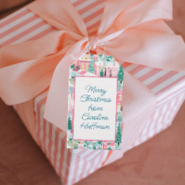 Rosa Gingerbröd Churches Personlig jul Presentetikett