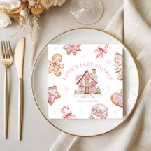 Rosa Gingerbröd Cookie Baby Shower Girl