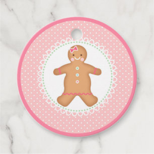 Rosa Gingerbröd Cookie Gåvor Etiketter