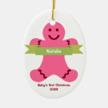 Rosa gingerbröd grönt banderoll namn baby först