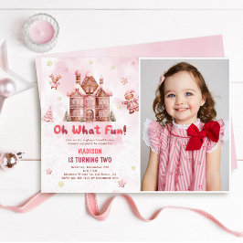 Rosa Gingerbröd Hjul Andra födelsedagen Inbjudningar