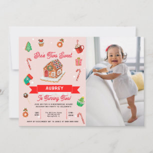 Rosa Gingerbröd Hjul Andra födelsedagen Inbjudningar