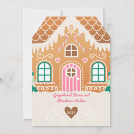 Rosa Gingerbröd House Fotojulkort Inbjudningar