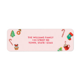 Rosa Gingerbröd House-Returadressen Jul Returadress Etikett