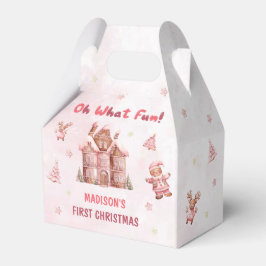 Rosa Gingerbröd Hus Jul Första födelsedag Presentaskar