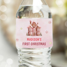 Rosa Gingerbröd Hus Jul Första födelsedag