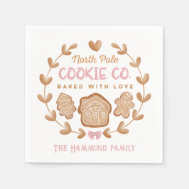 Rosa Gingerbröd julkakor Familj Namn Pappersservett
