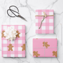 Rosa Gingerbröd Papper uppsättning med 3