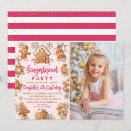 Rosa Gingertea Cookie Decorening Birthday Photo Inbjudningar