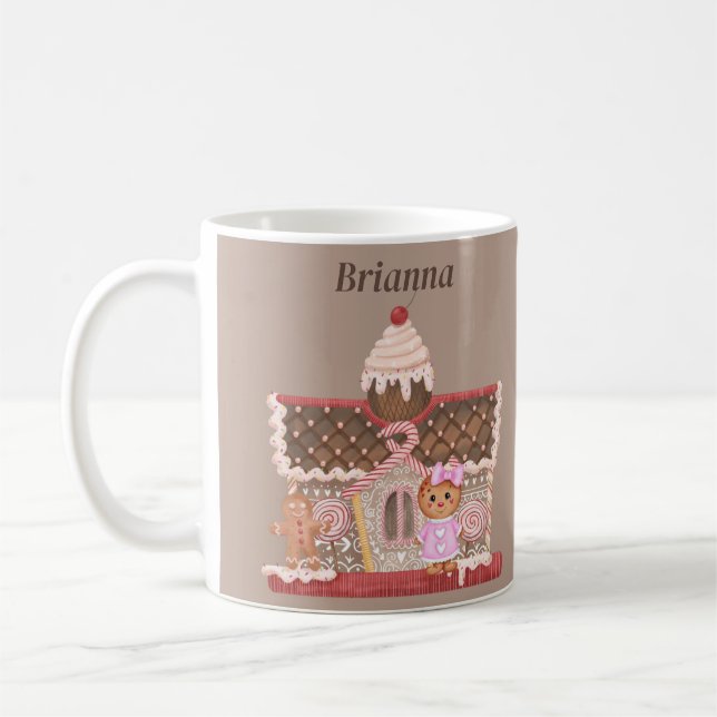 Rosa Gingertea Girl and House with Cherry on Top Kaffemugg (Vänster)