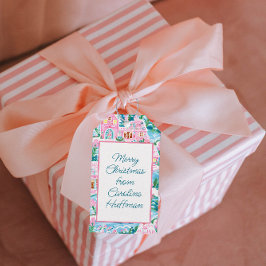 Rosa Gingertea Houses Personlig jul Presentetikett