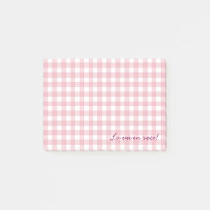 rosa gingham-anteckningar post-it block