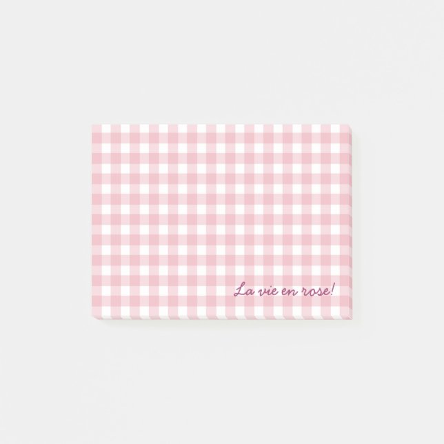 rosa gingham-anteckningar post-it block (Framsida)