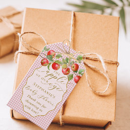 Rosa Gingham äpplet på vår Öga-barnskötare Presentetikett