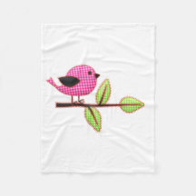 Rosa Gingham Baby Bird Embroidery Löv