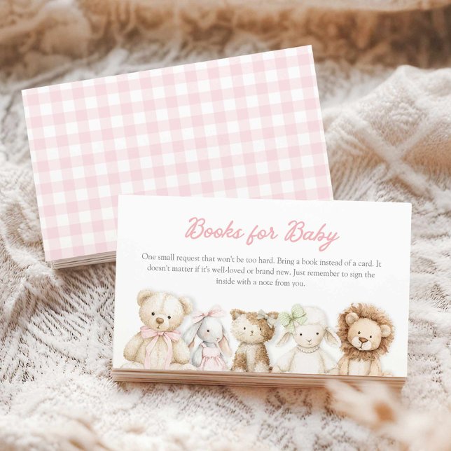 Rosa Gingham Baby Djurböcker för Baby Kort (Pink Gingham Baby Animals Books for baby Card)