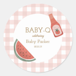 Rosa Gingham Baby-Q-dekal Runt Klistermärke