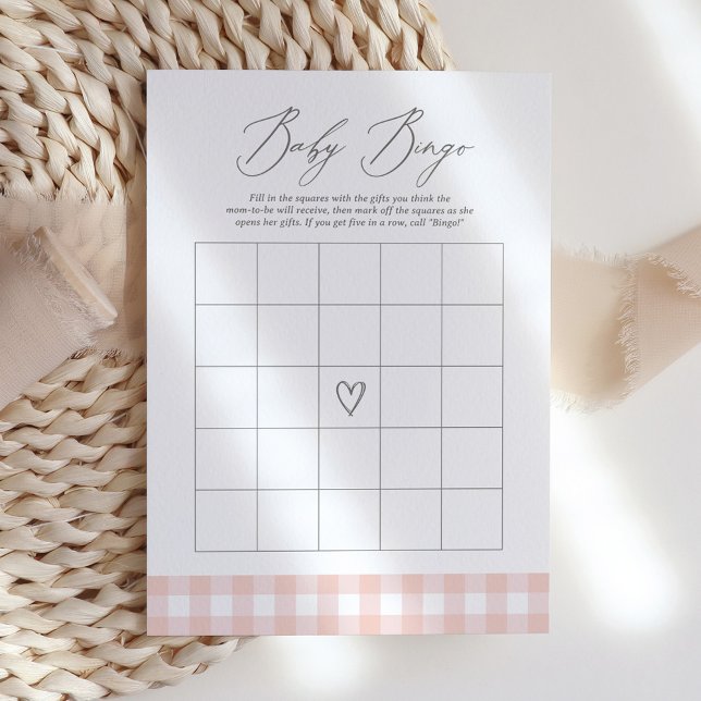 Rosa Gingham Baby Shower Bingo Game Inbjudningar (Skapare uppladdad)
