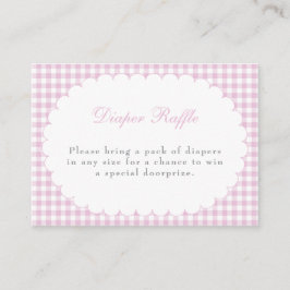 Rosa Gingham Baby Shower Blöjlotteri Kort