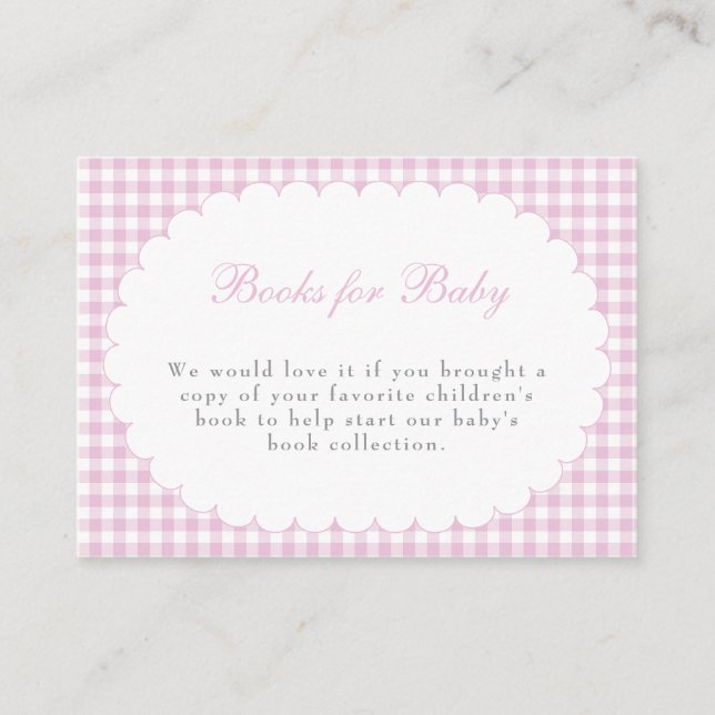 Rosa Gingham Baby Shower Böcker För Bebis Kort (Framsida)