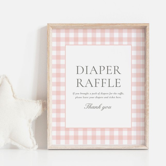 Rosa Gingham Baby Shower Diaper Raffle Sign Poster (Skapare uppladdad)