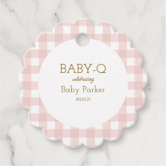 Rosa Gingham Baby Shower Favor Tag Gåvor Etiketter