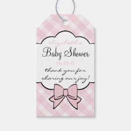Rosa Gingham Baby Shower Guest Favest Favor Tack Presentetikett