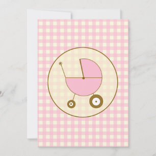 Rosa Gingham Baby Shower-inbjudan Inbjudningar