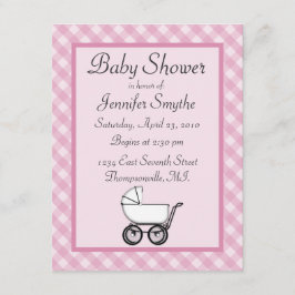 Rosa Gingham Baby Shower-inbjudningar Inbjudningar