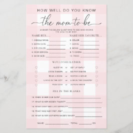 Rosa Gingham Baby Shower känner Mamma till det kom