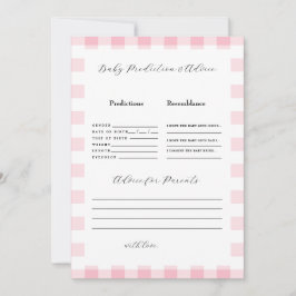 Rosa Gingham Baby Shower Predictions II Inbjudningar