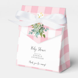 Rosa Gingham Baby Shower Tack Favoritbox Presentaskar