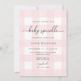 Rosa Gingham Baby Sprinkle Inbjudningar