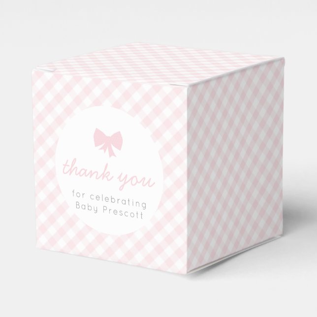 Rosa Gingham babyduschbox Presentaskar (Framsidan Sidan)