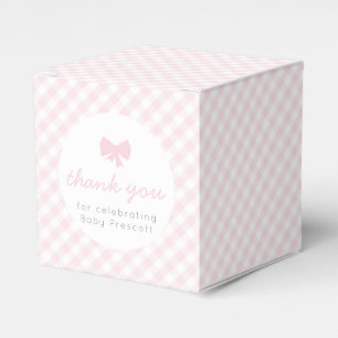 Rosa Gingham babyduschförmånslåda Presentaskar