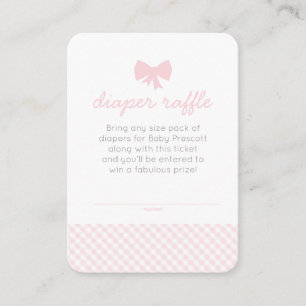 Rosa gingham babyduschskålskena raffle biljett tilläggskort