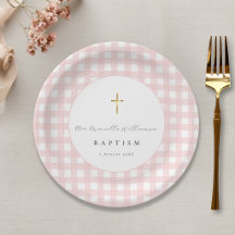 Rosa Gingham Babyflicka Dop Papper