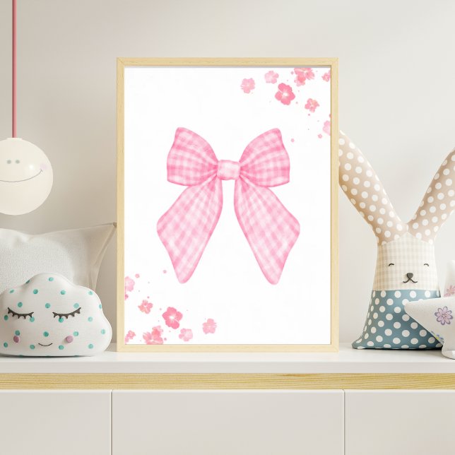 Rosa Gingham-båge Barnkammare Väggkonst Blommig Ba (Skapare uppladdad)