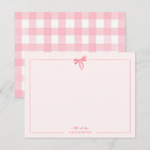 Rosa Gingham-band Baby Barn Personlig Brevpapper Anteckningskort