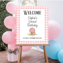 Rosa Gingham Barnyard Glossy Välkommen Poster
